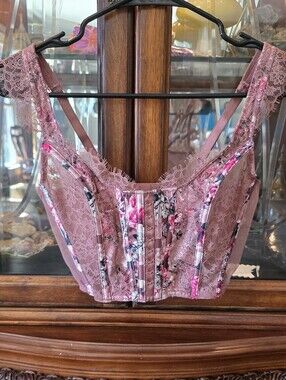 Victoria Secret Dream Angels Unlined Lace Up Bra/top